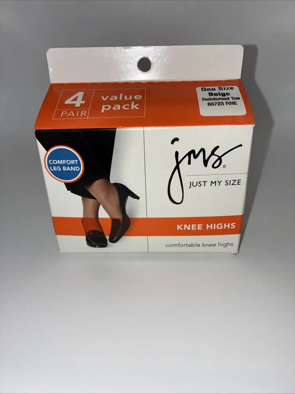 JMS Just My Size Knee High Comfort Leg Band Beige Reinforced Toe THREE PACK READ